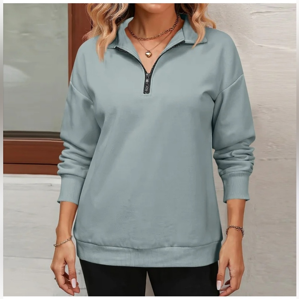 Women's Sky Blue Quarter-Zip Sweatshirt